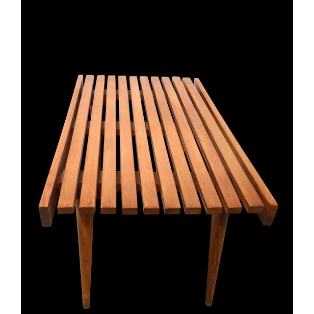 Mid 20th Century Diminutive Mid Century Slat Table Bench For Sale - Image 18 of 18
