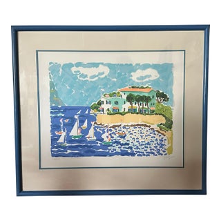 1970s John Botz Signed Original Lithograph Seaside For Sale