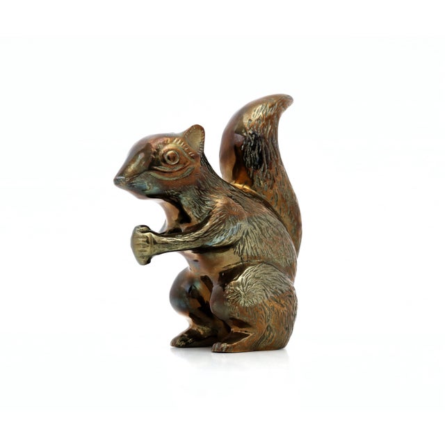Vintage Large Brass Squirrel Figurine, Autumn Woodland Animal Decor For Sale - Image 4 of 9