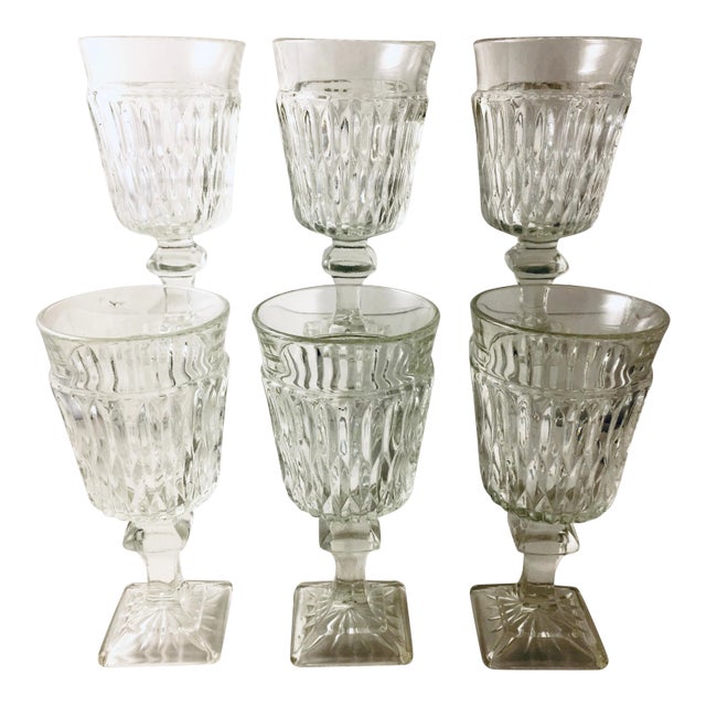 1940s Georgian Style Faceted Stemware - Set of 6 For Sale