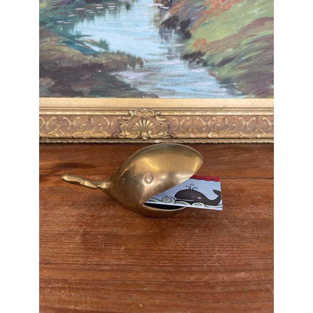 Mid 20th Century Mid-20th Century Solid Brass Toned Whale-Shaped Novelty Ashtray or Trinket Holder. For Sale - Image 5 of 10