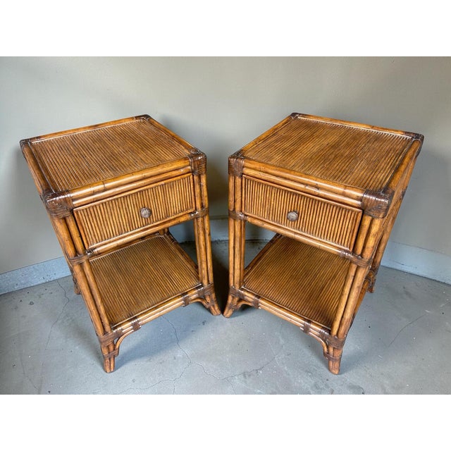 Lexington Tommy Bahama Bali Hai Del Sol Pencil Rattan Nightstands, a Pair For Sale In Naples, FL - Image 6 of 11