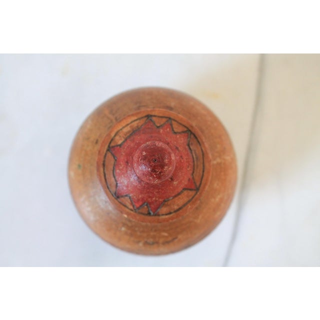 Mid-Century Modern Vintage Hand-Painted Wooden Lidded Jar For Sale - Image 3 of 9
