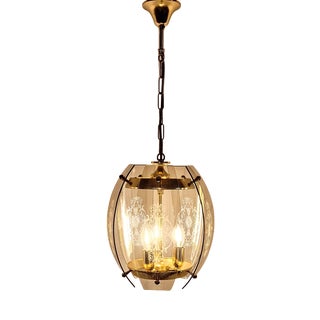 Vintage Hanging Lamp with Brass Frame from Honsel, 1980s For Sale