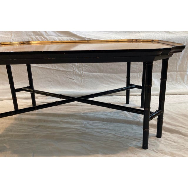 Gold Kittinger Chinese Chippendale Faux Bamboo Tray Top Cocktail Table Gold Finish Top For Sale - Image 8 of 11