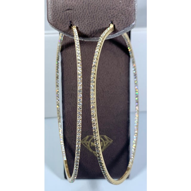 4.5 Carat Very Large Diamond Hoop Gala Cocktail Earrings in 14 Karat Yellow Gold For Sale In New York - Image 6 of 18