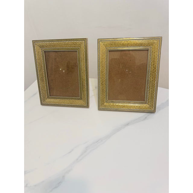 Vintage Pair of Hand Crafted Middle Eastern Miniature Khatamkari / Khatam Picture Frame For Sale - Image 10 of 12