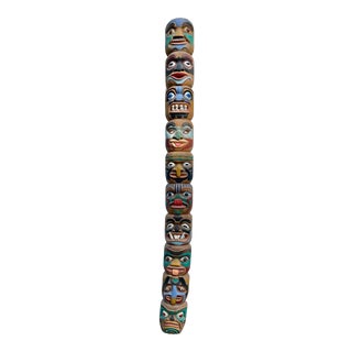 1920s Antique Hand Carved Northwest Native American Style Totem Pole For Sale