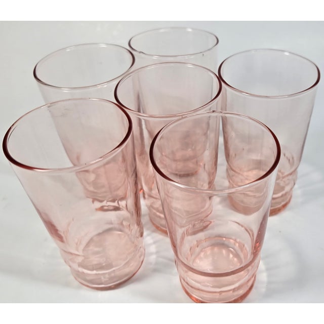 Pink Cotton Candy Pink Glasses- Set of Six For Sale - Image 8 of 9