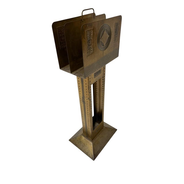 Brown Vienna Secession Patinated Brass Magazine Rack, 1900s For Sale - Image 8 of 10