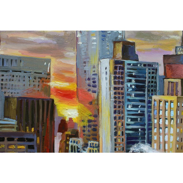 "Sunset View With Chrysler Building" Nyc OIl Painting by Natalia Bessonova For Sale In New York - Image 6 of 6