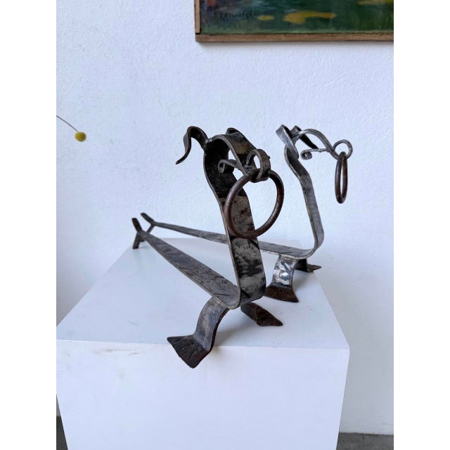 Zoomorphic Metal Dog Andirons, 1950s, Set of 2 For Sale - Image 18 of 18