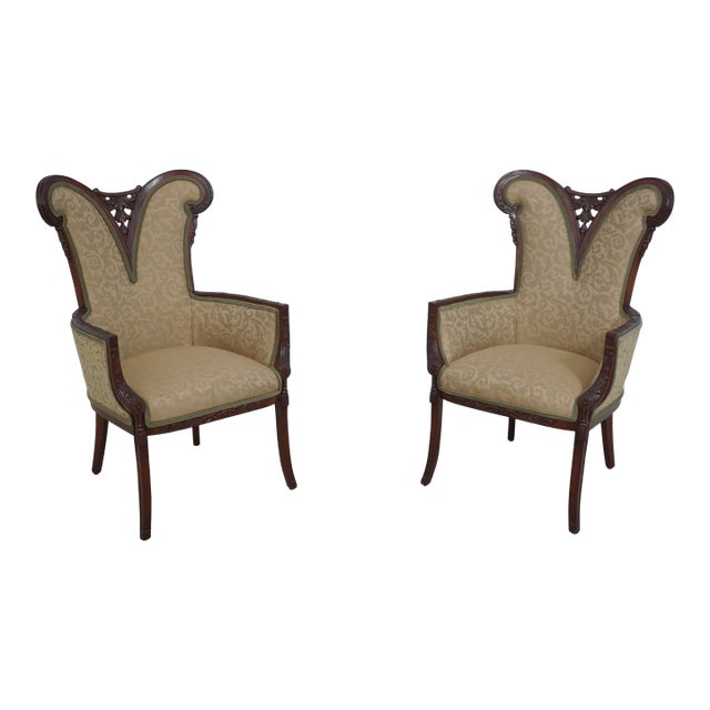 Pair Vintage French Louis XVI Style Fireside Chairs For Sale