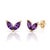 Contemporary Purple Amethyst v-Shaped Studs | Double Stone Dainty Studs | February Birthstone Studs - A Pair For Sale - Image 3 of 4