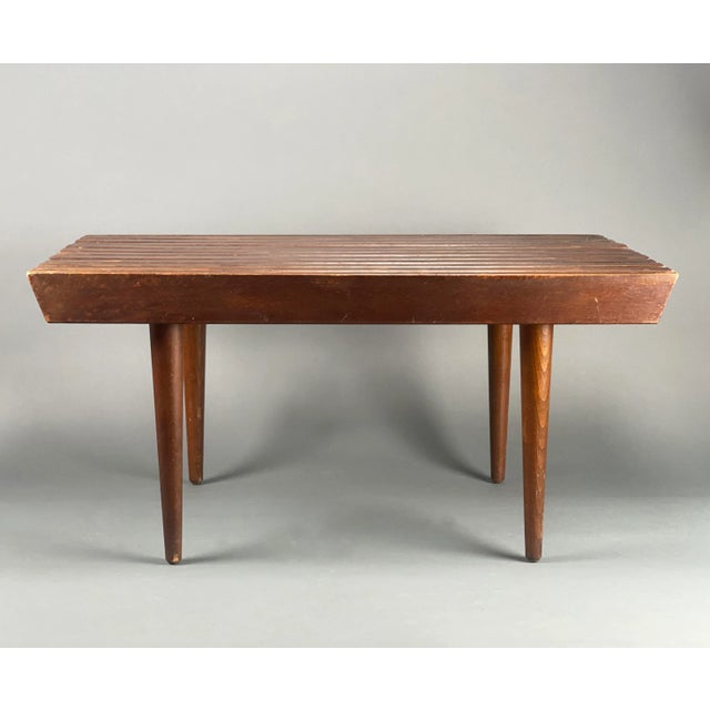 1960's Mid-Century Modern Danish Style Wood Slat Coffee Table For Sale - Image 4 of 13