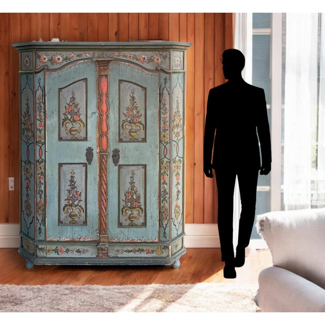 Folk Art Painted Wardrobe in Fir, 1808 For Sale - Image 17 of 18