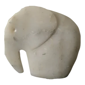 Late 20th Century Vintage White Marble Elephant Statue Hand Crafted in India