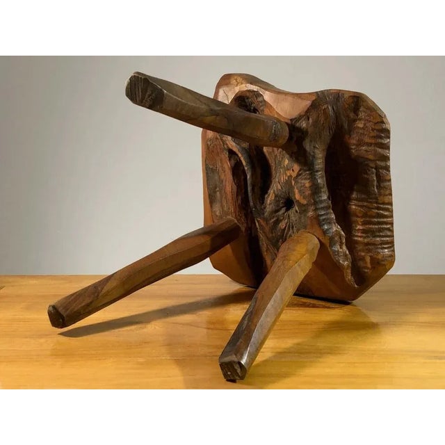 Modernist French Brutalist Tripod Stool, 1950s For Sale - Image 11 of 13