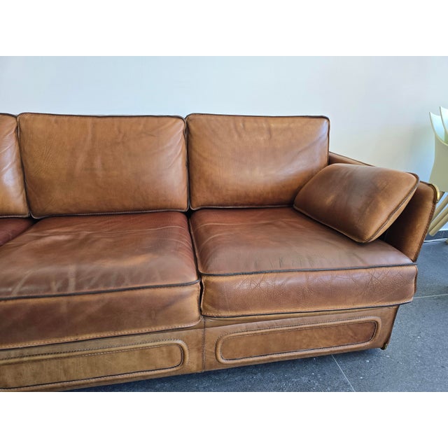 Vintage Living Room Set in Cognac Buffalo Leather from Roche Bobois, 1980s, Set of 3 For Sale - Image 12 of 18