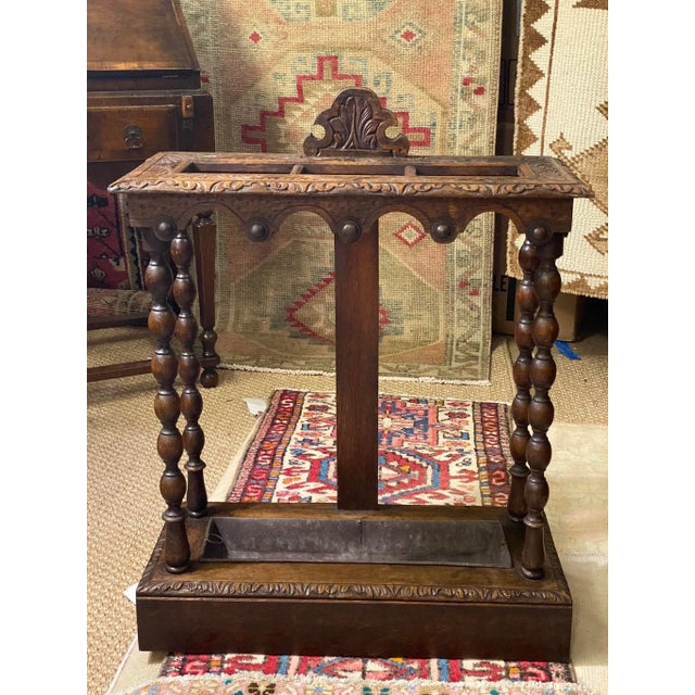 Antique Circa 1860 English Bobbin Twist Carved Stick Stand For Sale - Image 12 of 13