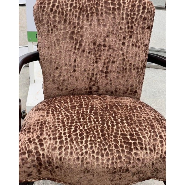 Boho Chic Vintage Leopard Print Cushioned Wooden Chair For Sale - Image 3 of 10