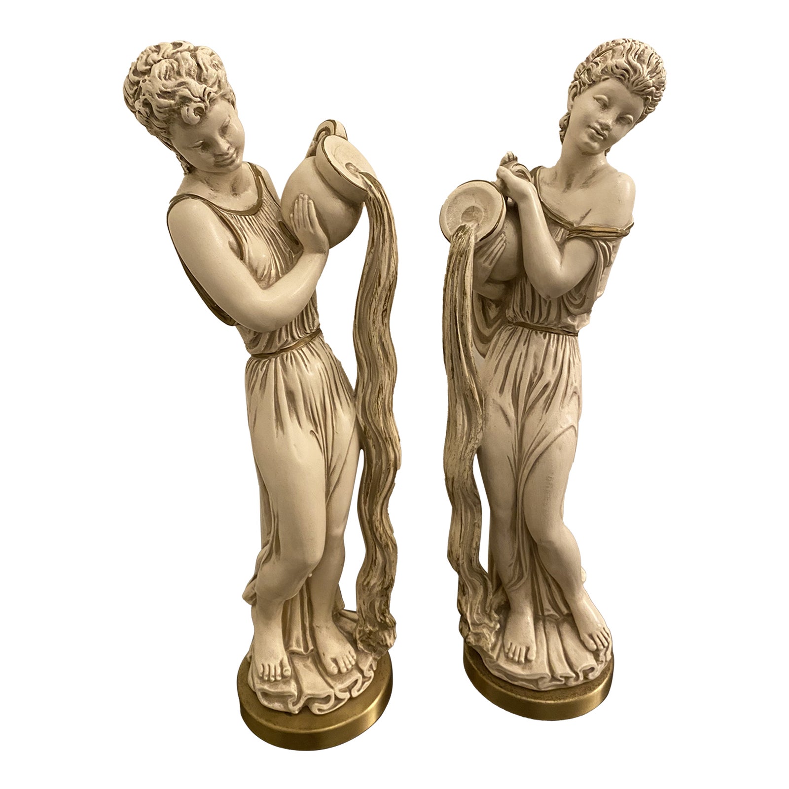 Large Pair 1950s Universal Statuary Corp. Chalk Ware Statues