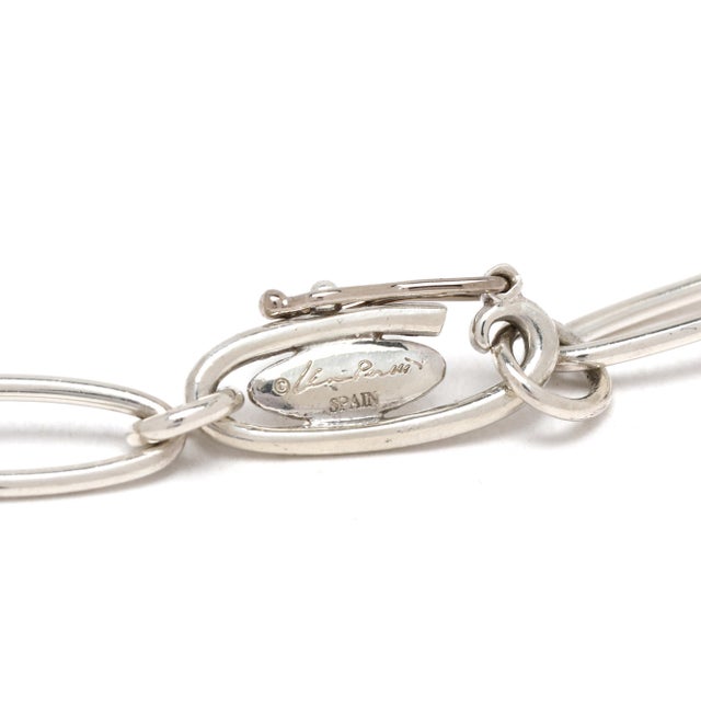 Modern Tiffany & Co Elsa Peretti Heart Link Bracelet, Sterling Silver, Length 7.5 In For Sale - Image 3 of 6