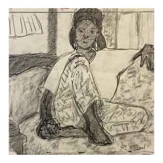 Jacqueline Flood Figure Drawing of Seated Lady For Sale