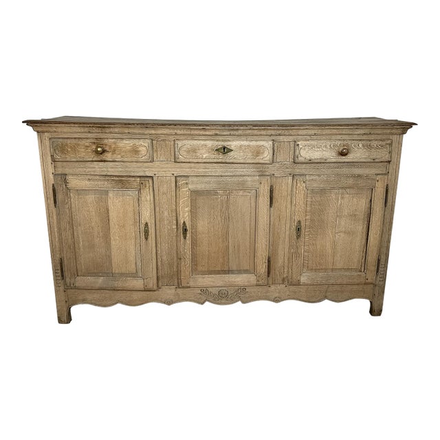 19th Century French Provincial Solid Oak Buffet in Natural Bleached Finish For Sale