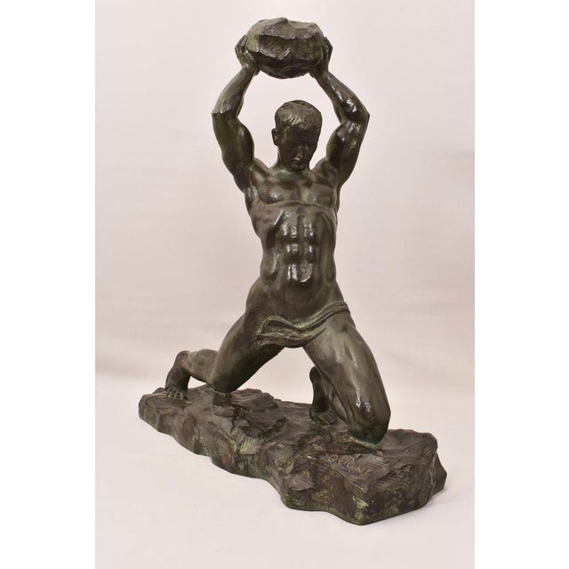Alexandre Ouline, Art Deco Warrior Man, 20th Century, Bronze For Sale - Image 6 of 12