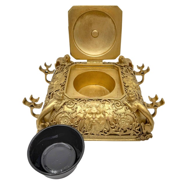 E.F. Caldwell Attributed Renaissance Revival Ormolu Inkwell, circa 1900 For Sale - Image 12 of 15
