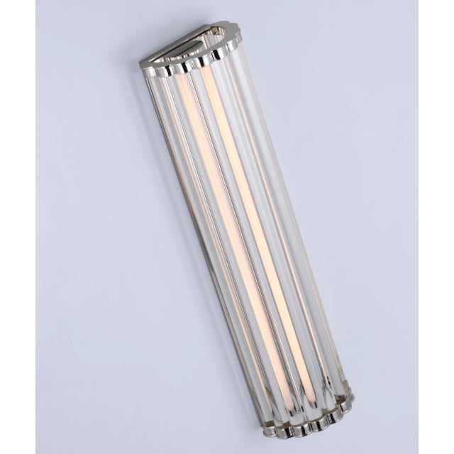 Visual Comfort Chapman & Myers for Visual Comfort Signature Kean 21" Sconce in Polished Nickel with Clear Glass Rods For Sale - Image 4 of 5