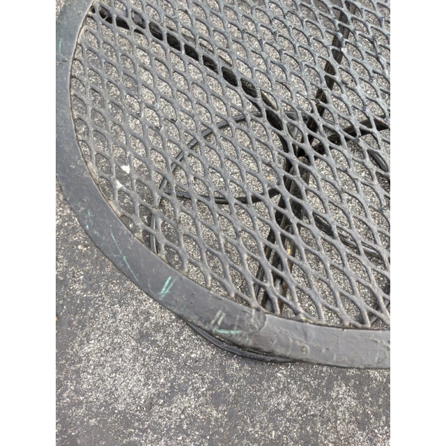 Metal 1960s Salterini Black Metal Mesh Top Tulip Base Outdoor Side Tables - A Pair For Sale - Image 7 of 11