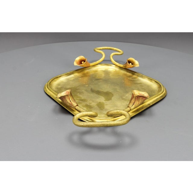 Art Nouveau Bronze Serving Tray with Calla Lilies, Early 20th Century For Sale - Image 11 of 18