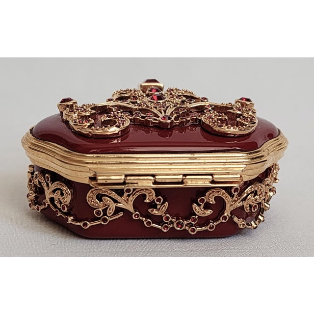 Halcyon Days Enamels 1870's Diamond Bejeweled Necklace Trinket Pill Box Handcrafted by English Artisans For Sale In West Palm - Image 6 of 9