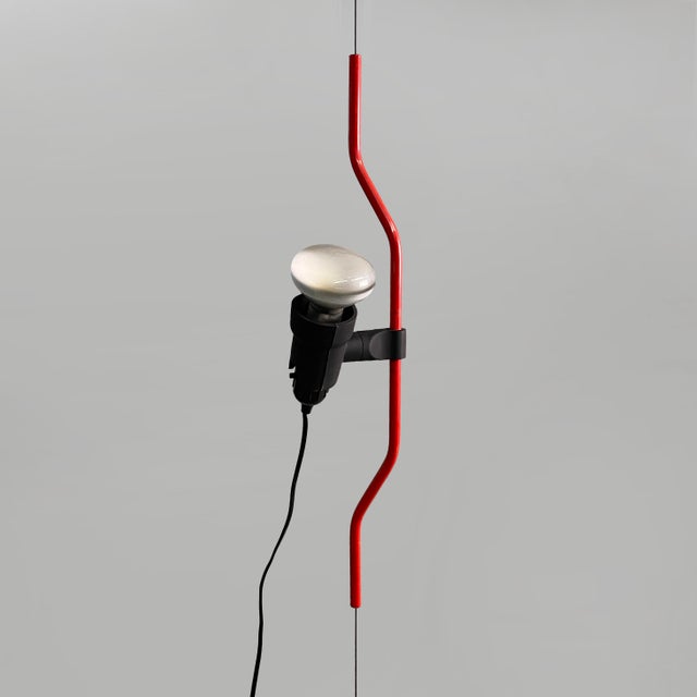 1970s Italian Red Floor-to-Ceiling Lamp Parentesi by Achille Castiglioni and Pio Manzù for Flos, 1970s For Sale - Image 5 of 16