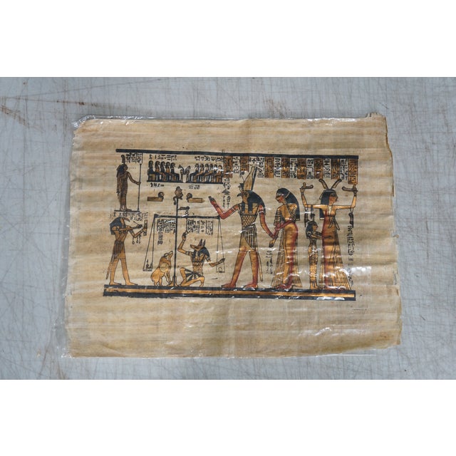 Brown Late 20th Century Vintage Egyptian Revival Mythical Souvenir Papyrus Painting Art - Set of 18 For Sale - Image 8 of 18