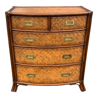 Maitland & Smith Woven Leather 5 Drawer Chest/Dresser/Nightstand. For Sale