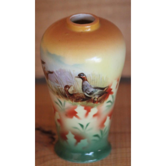 Art Nouveau Antique Edwardian Art Nouveau German Porcelain Vase With Ducks, Germany 8207 For Sale - Image 3 of 10