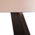 Wood Obelisk Table Lamp - Dark Walnut Wood, White Cotton-Linen Shade For Sale - Image 7 of 9