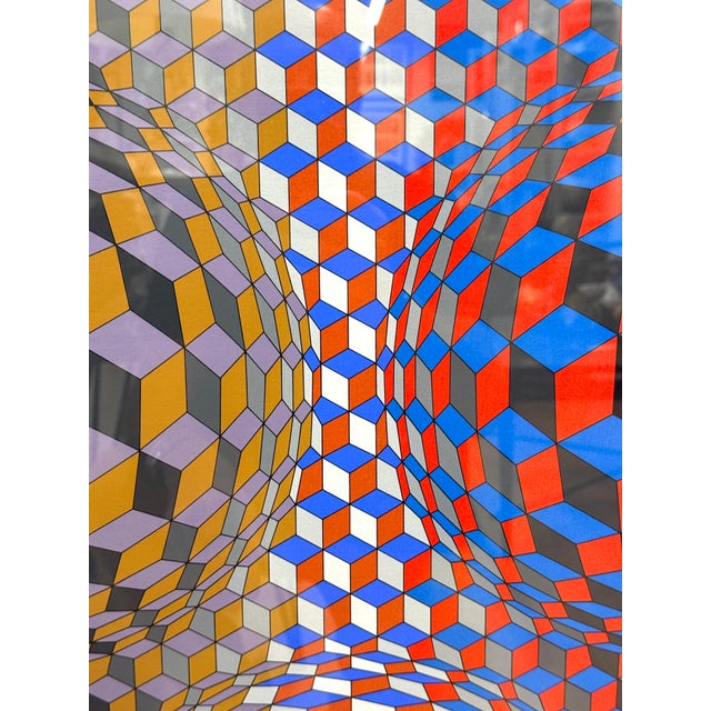 Victor Vasarely Silkscreen Nebulus Signed Beautifully Framed Circa 1980 For Sale - Image 11 of 13