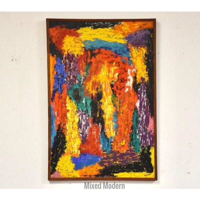 Yellow Mid Century Abstract Painting For Sale - Image 8 of 8