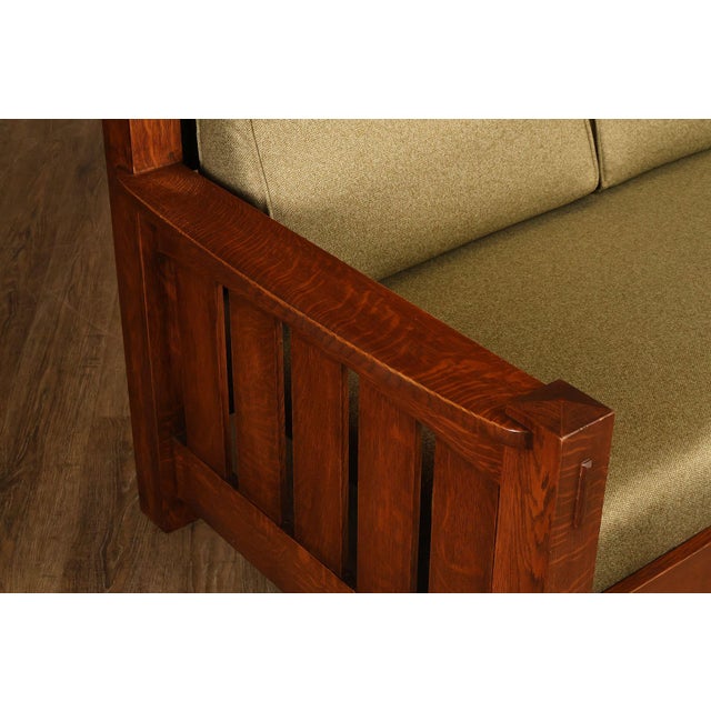 Custom Quality Mission Style Oak Settle Sofa For Sale - Image 10 of 18