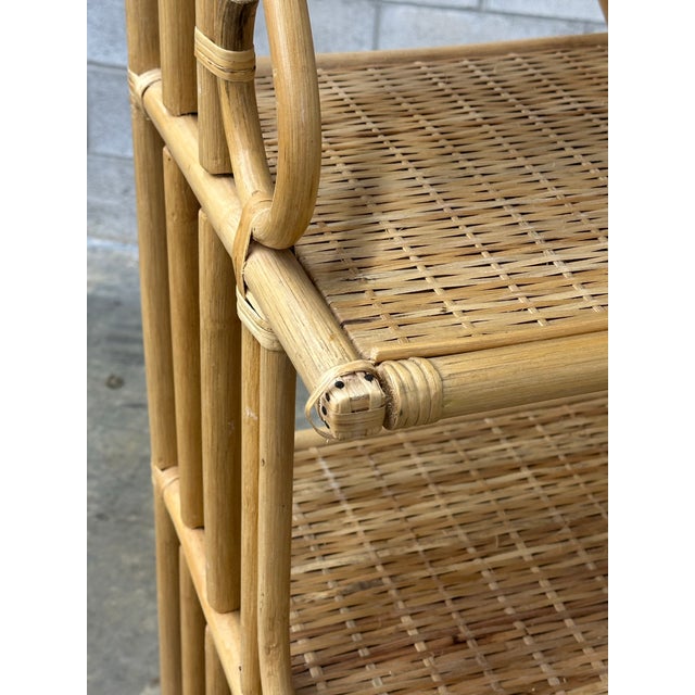 Bloomingdale's 1970s Bamboo, Rattan, and Cane Étagère/ Freestanding Shelf For Sale - Image 4 of 12