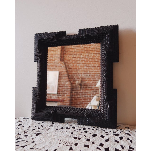 Antique Hand Carved Tramp Art Mirror, Late 19th Century For Sale - Image 12 of 18