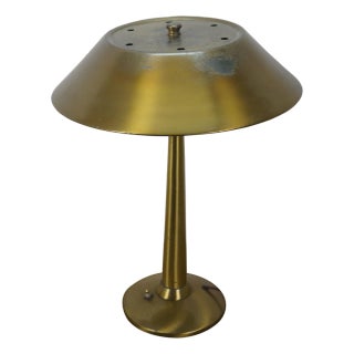 Mid 20th Century Mid Century Modern National Lighting Brushed Brass Mushroom Ufo Lamp 21" For Sale