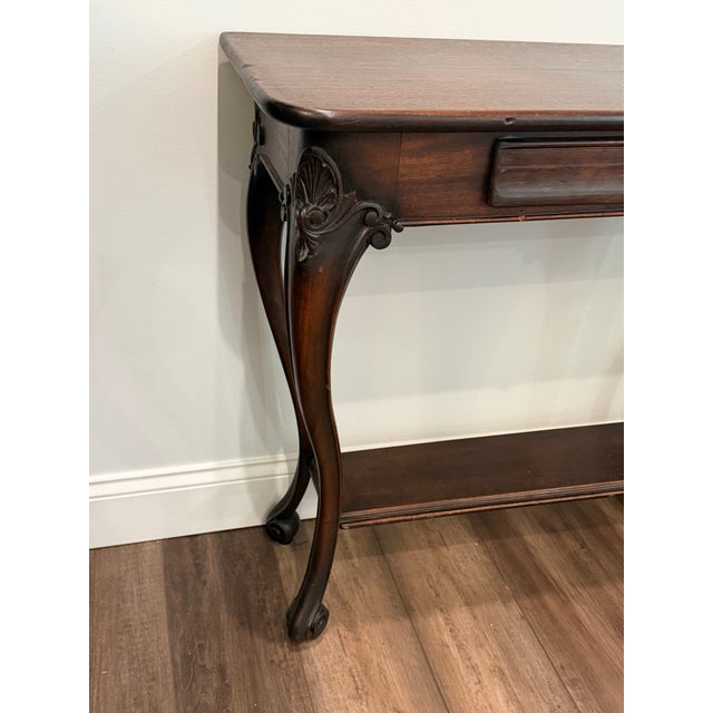 Wood Vintage Traditional Console Sofa Table With Drawer & Lower Shelf – Solid Wood For Sale - Image 7 of 9