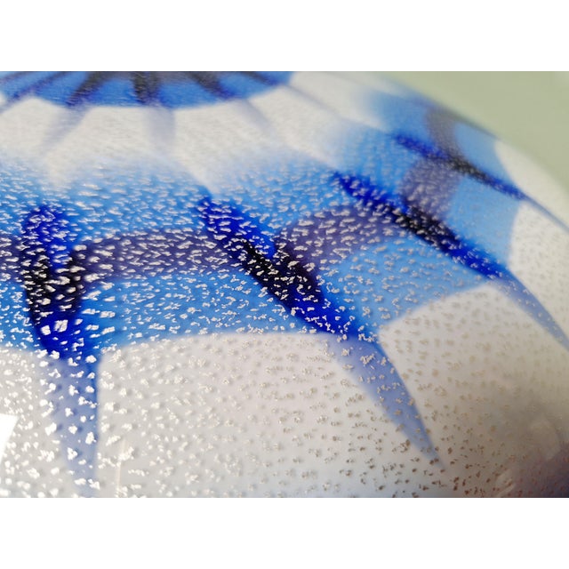 Metal Blue and White Murano Glass Ceiling Light, Italy, 1970s For Sale - Image 7 of 16
