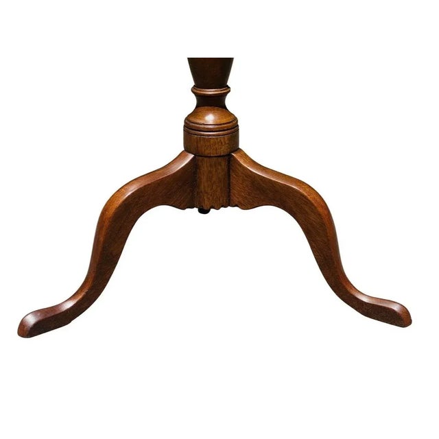 Mid 20th Century Mid 20th Century Queen Anne Antique Style Henkel Harris Mahogany Tilt Top Candle Stand For Sale - Image 5 of 9