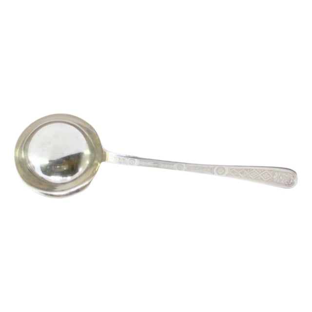 Silver Soup Ladle with Reliefs For Sale